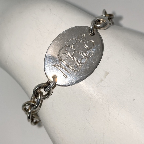 Solid Stamped 925 Sterling Silver Rolo Link Bracelet Initial Monogram M B E - Picture 8 of 12